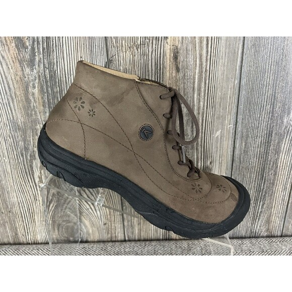 KEEN Womens Size US 9 Walking Shoes Brown Floral Leather Lace Up Hiking Trail - Picture 5 of 16